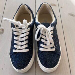 Betsey Johnson Blue and White Sparkly Sneakers